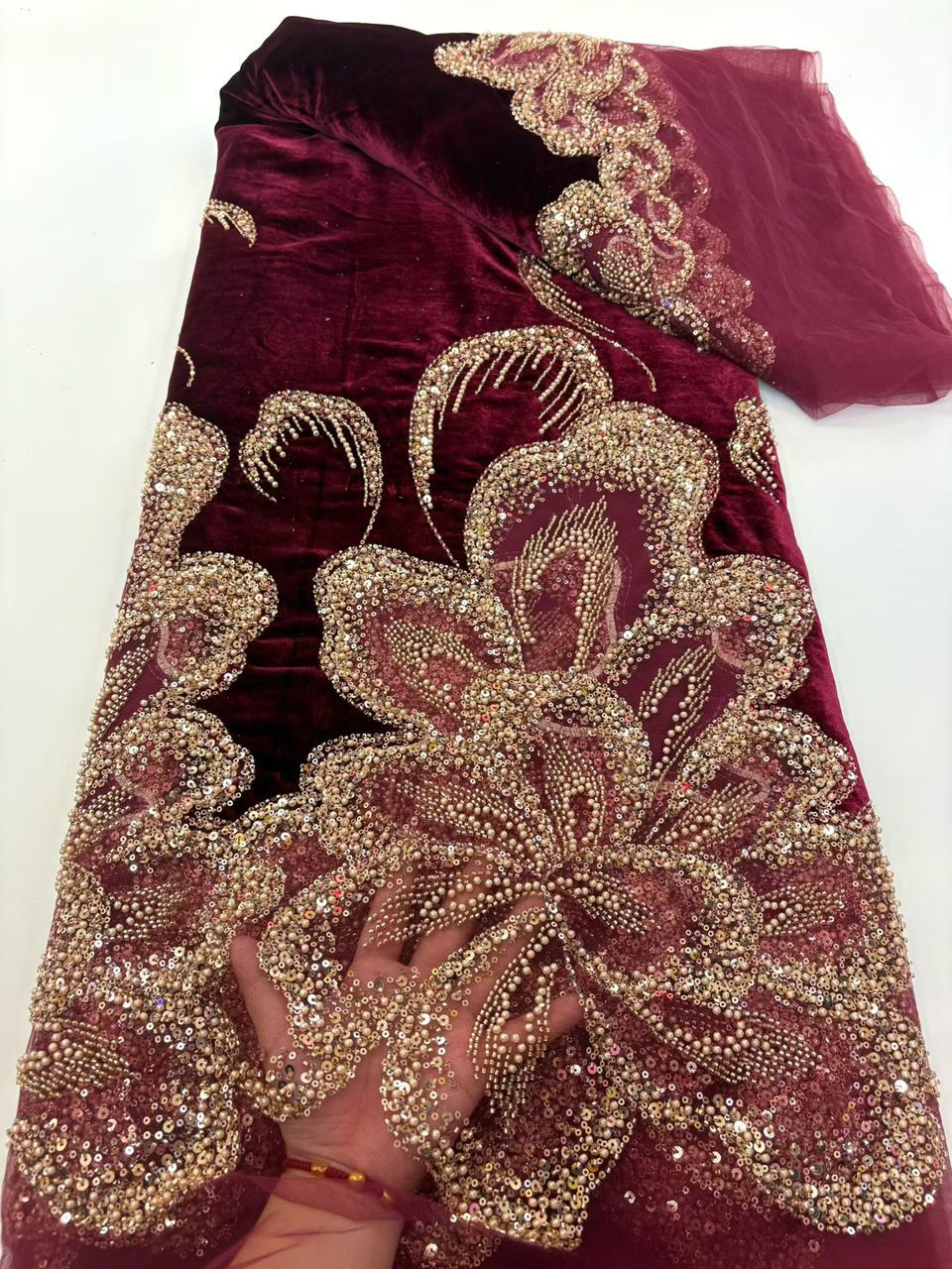 Velvet Embellished with Gold Beadwork