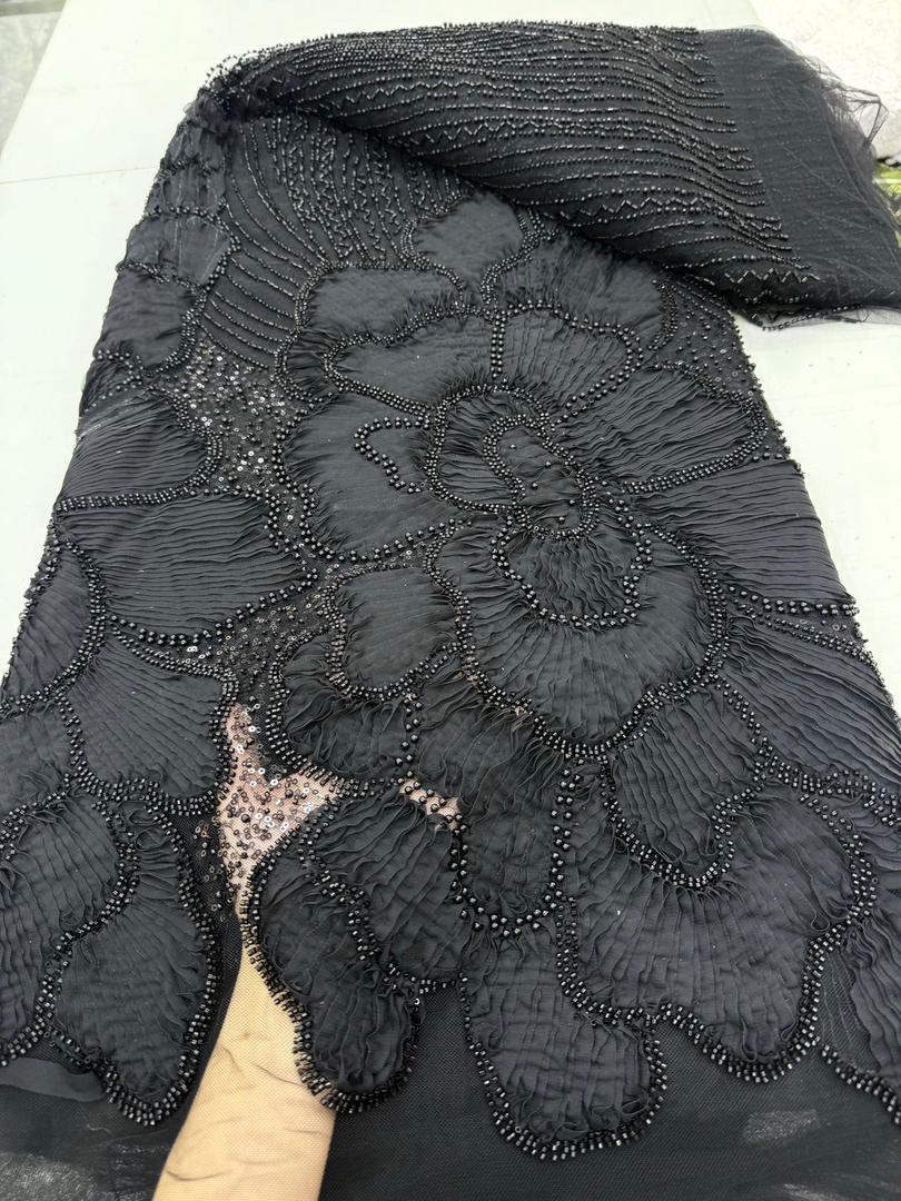 Luxury Beaded Lace Fabric-Premium Hand Embroidery