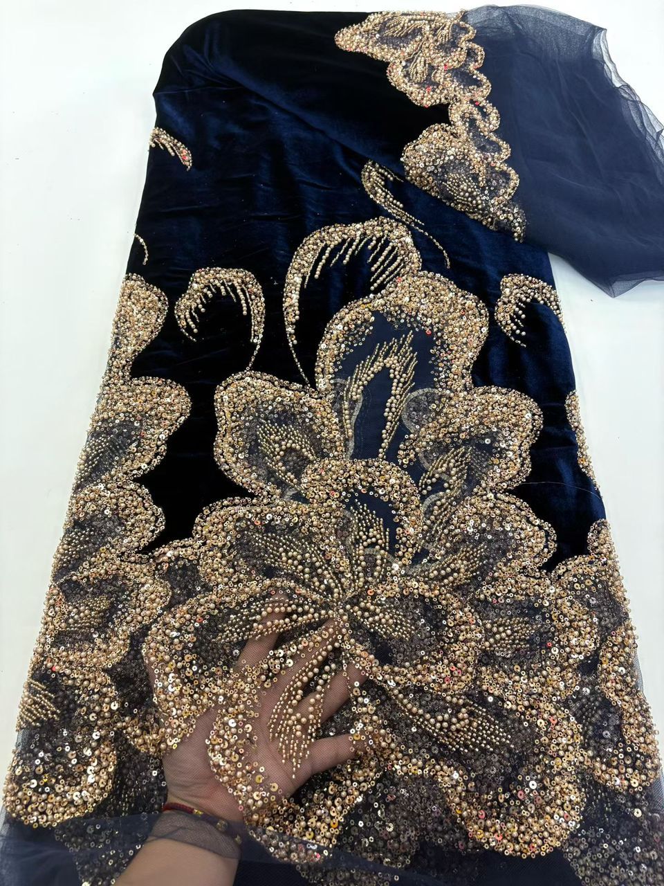 Velvet Embellished with Gold Beadwork