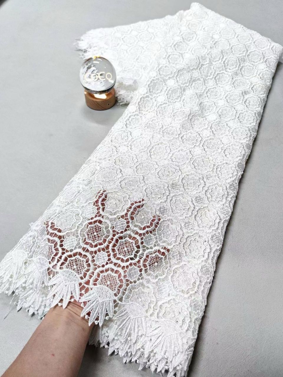 French Tulle Lace with circular Embroidery-5yards