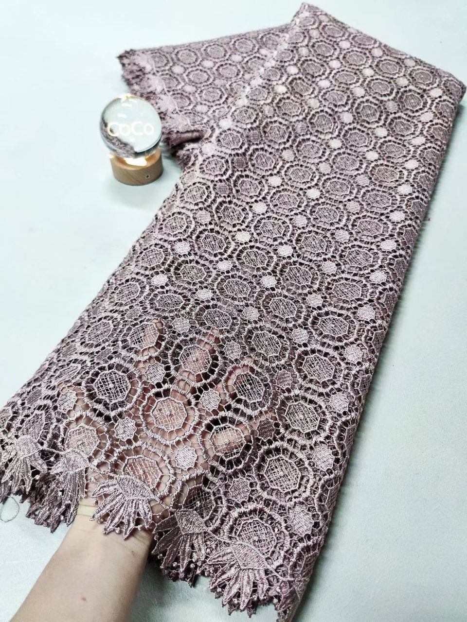 French Tulle Lace with circular Embroidery-5yards