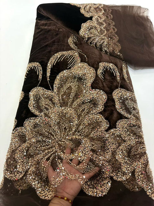 Velvet Embellished with Gold Beadwork