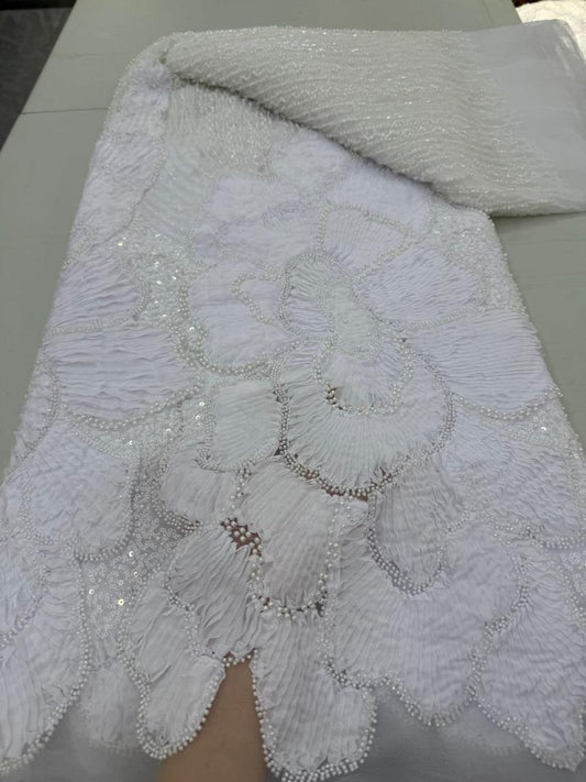 Luxury Beaded Lace Fabric-Premium Hand Embroidery