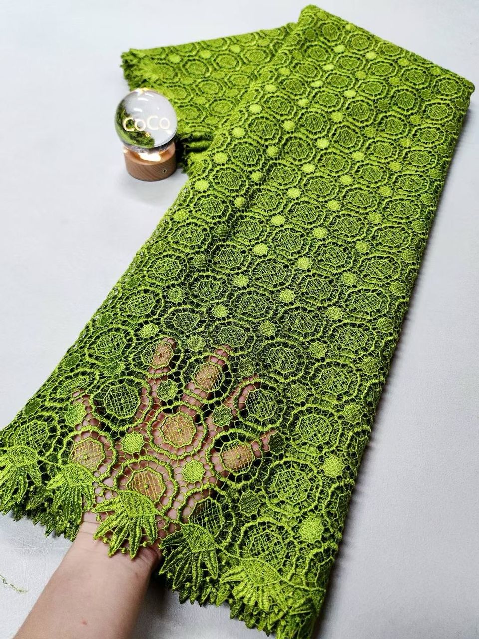 French Tulle Lace with circular Embroidery-5yards