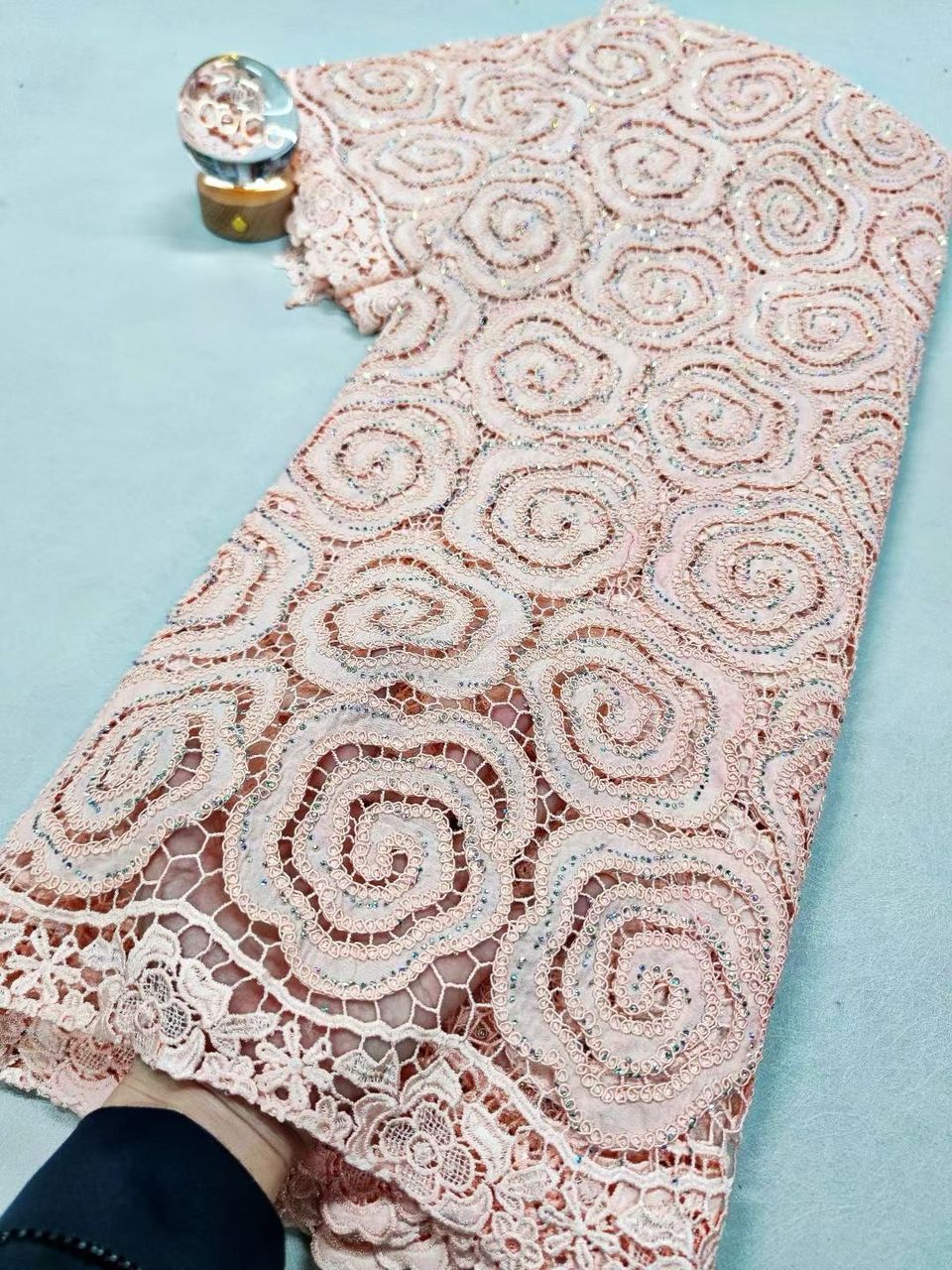 Luxury Rose swirl lace fabric-5 yard