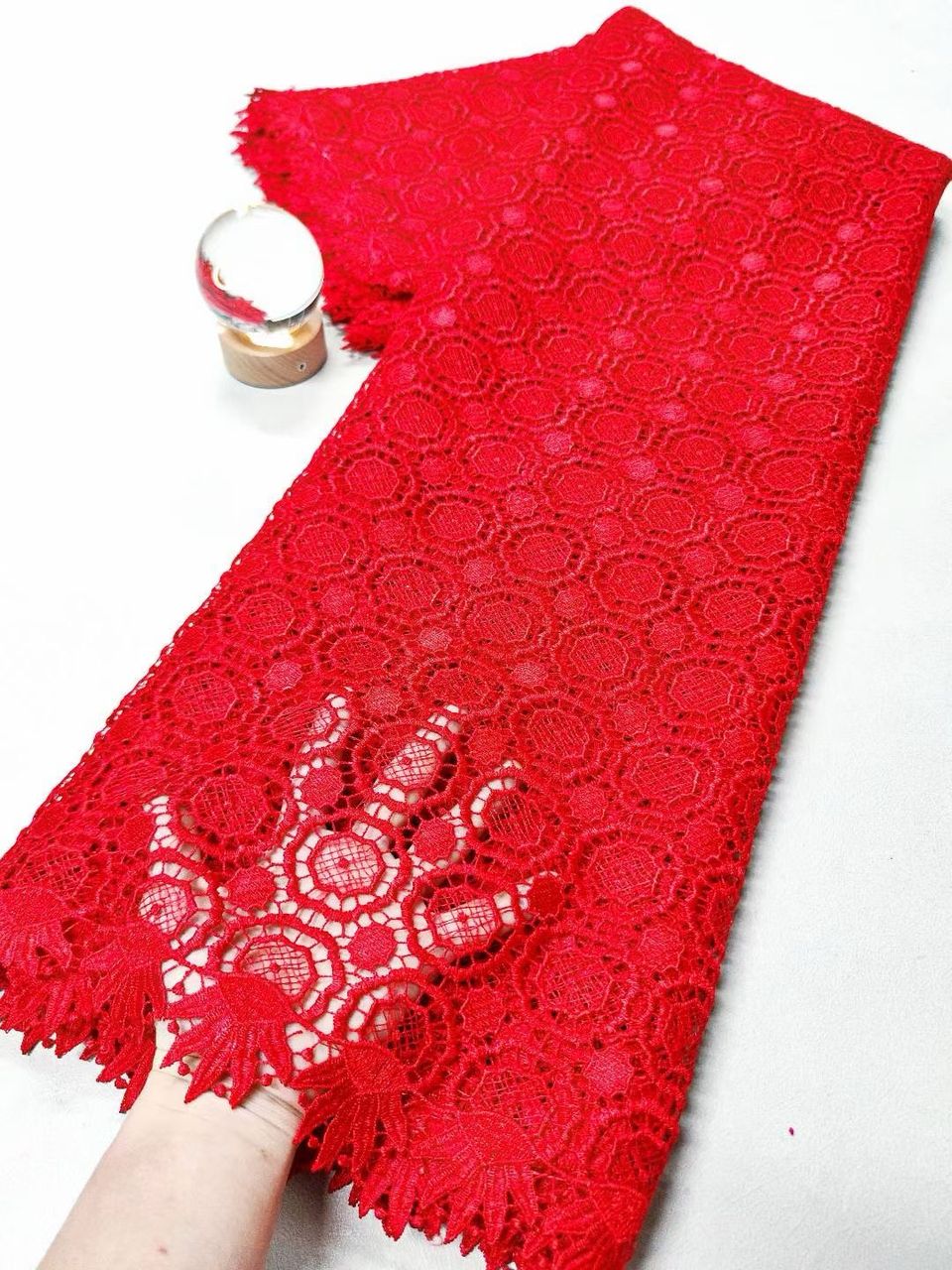 French Tulle Lace with circular Embroidery-5yards