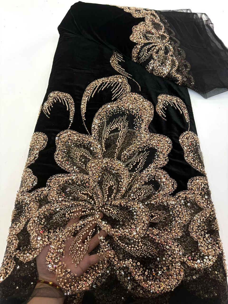Velvet Embellished with Gold Beadwork