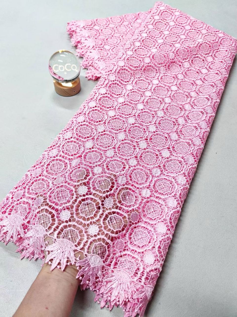 French Tulle Lace with circular Embroidery-5yards