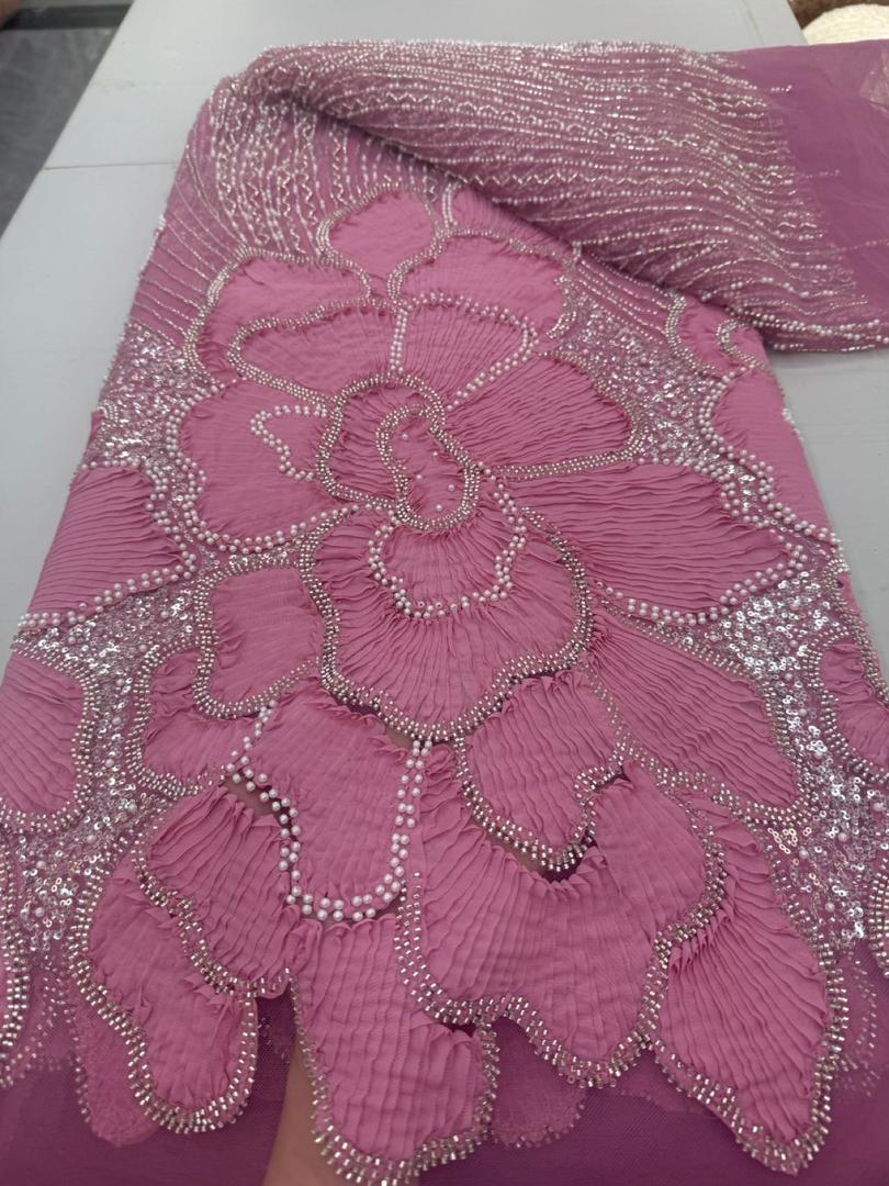 Luxury Beaded Lace Fabric-Premium Hand Embroidery