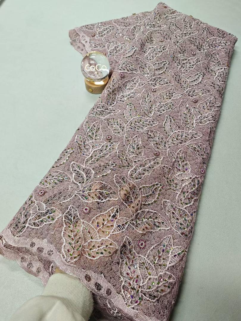 Luxury French Lace Fabric in Dusty-Luxury Embroidery